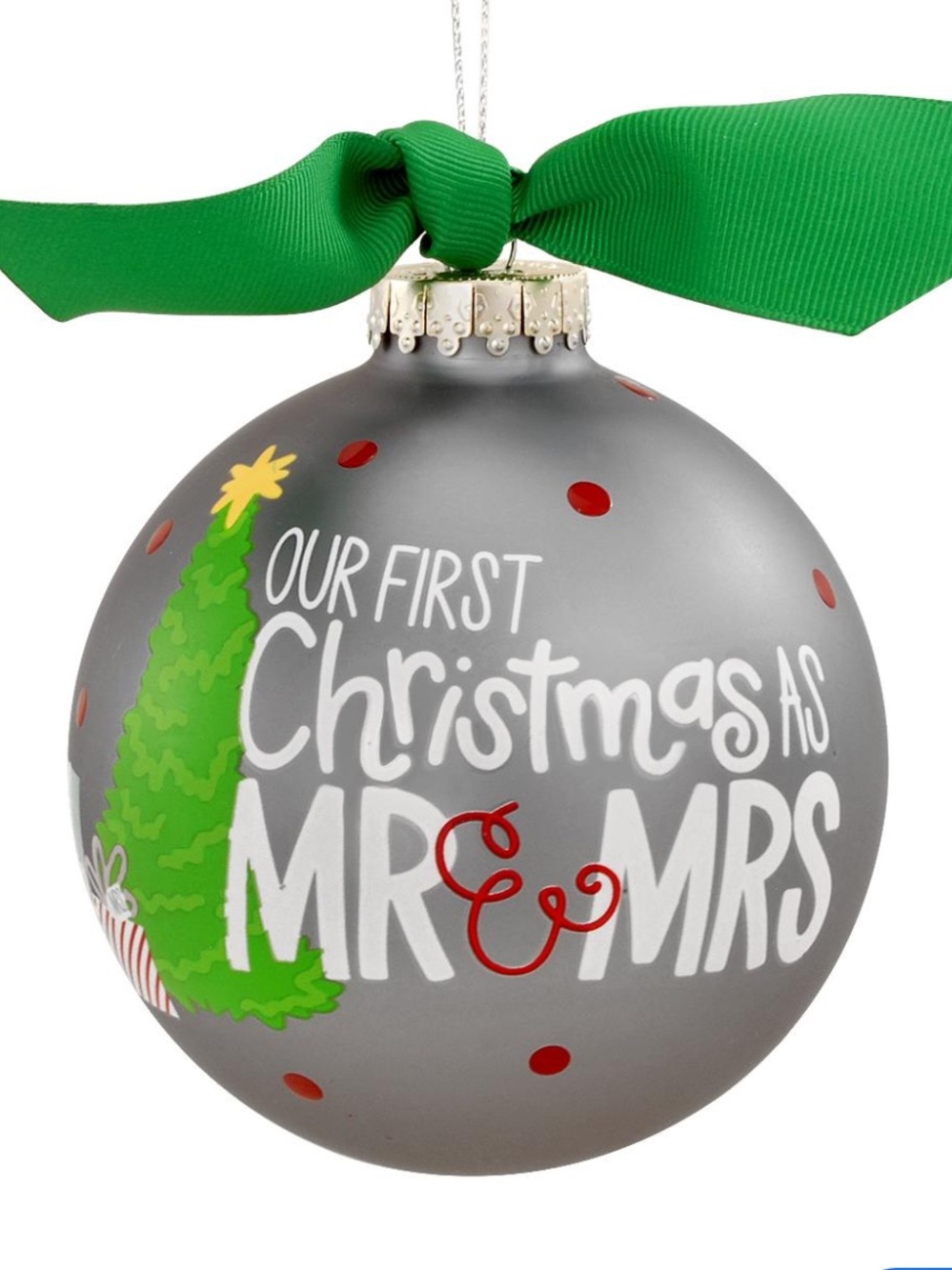 EUC Our First Christmas as Mr. & Mrs. Grinch 4" glass Christmas ornament.